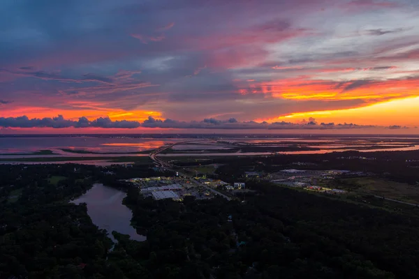 Aerial View Daphne Alabama Mobile Bay Sunset July 2022 — Stock Photo, Image