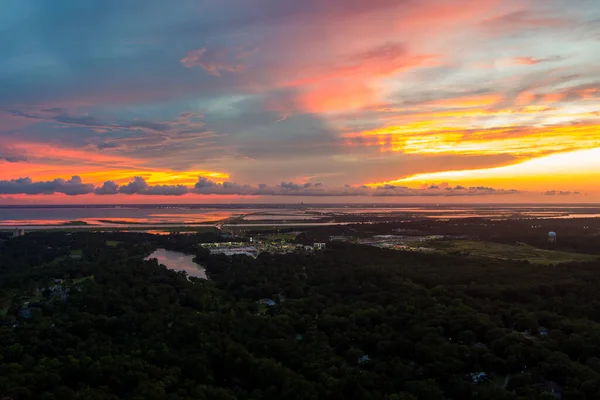 Aerial View Daphne Alabama Mobile Bay Sunset July 2022 — 图库照片