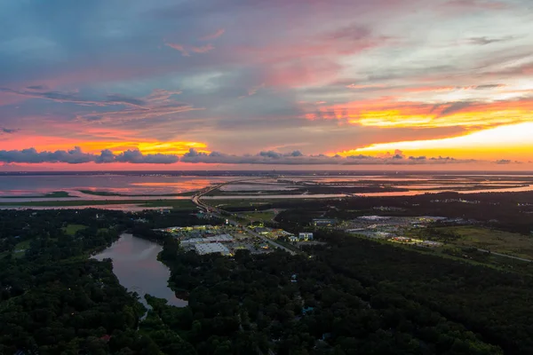 Daphne Alabama Mobile Bay Légi Kilátása 2022 Júliusában Naplementekor — Stock Fotó