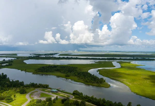 Aerial view of the 5 Rivers Delta Resource Center in Spanish Fort, Alabama in July of 2022