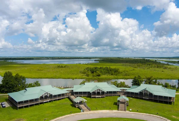 Aerial view of the 5 Rivers Delta Resource Center in Spanish Fort, Alabama in July of 2022