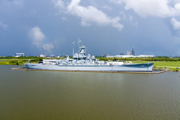 Uss Alabama Battleship Downtown Mobile Alabama Skyline July 2022 — Foto de Stock