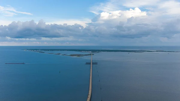 Aerial View Dauphin Island Bridge Surrounding Area Mobile Alabama — Fotografia de Stock