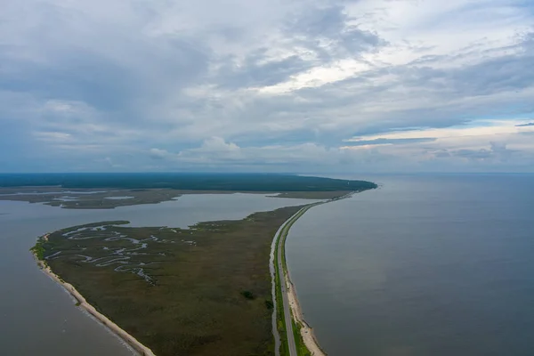 Aerial View Dauphin Island Bridge Surrounding Area Mobile Alabama — Stock Photo, Image