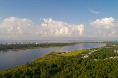 Aerial view of Gulf State Park in Gulf Shores, Alabama at sunrise 
