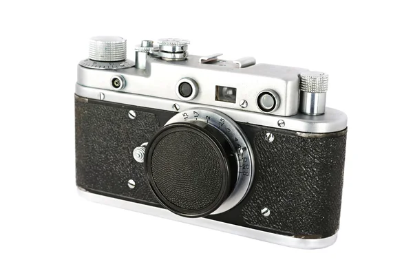 Retro rangefinder fotoğraf makinesi üzerinde beyaz izole — Stok fotoğraf