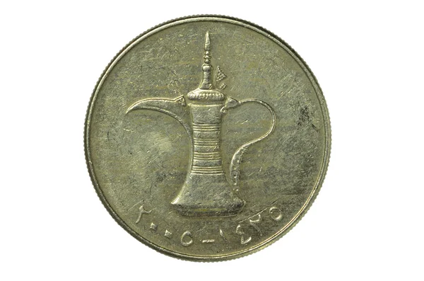 Moneda de los Emiratos Árabes Unidos Moneda de Dirham en primer plano — Foto de Stock