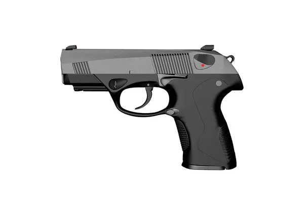 Schwarze Pistole Isoliert Auf Weißem Hintergrund Illustrationsstil — Stockfoto