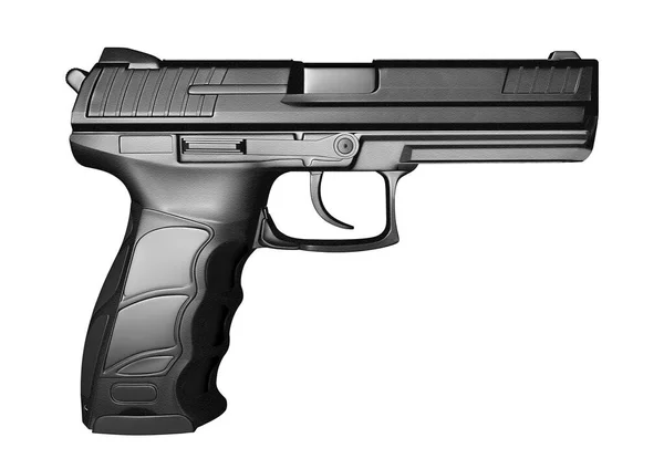 Schwarze Pistole Isoliert Auf Weißem Hintergrund Illustrationsstil — Stockfoto