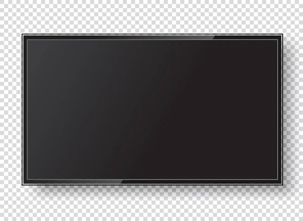 Icd电视屏幕隔离透明背景矢量平面黑色电视板玻璃边框现实空白引导智能 — 图库矢量图片