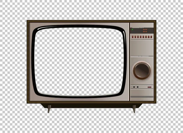 Modèle Télévision Rétro Vectorielle Isoler Sur Grille Transparente — Image vectorielle
