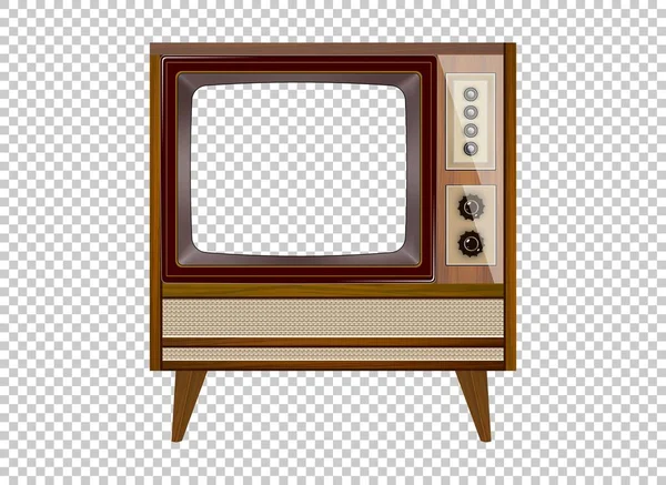 Vector Retro Television Mock Isolate Transparent Grid — Stock Vector