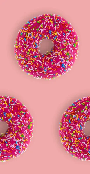 Pattern Strawberry Donuts Pink Background Create Seamless Texture — Stock Photo, Image