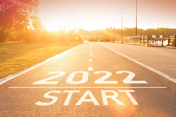New Year 2022 Start Concept Number 2022 Year Written Asphalt — Stock Photo, Image