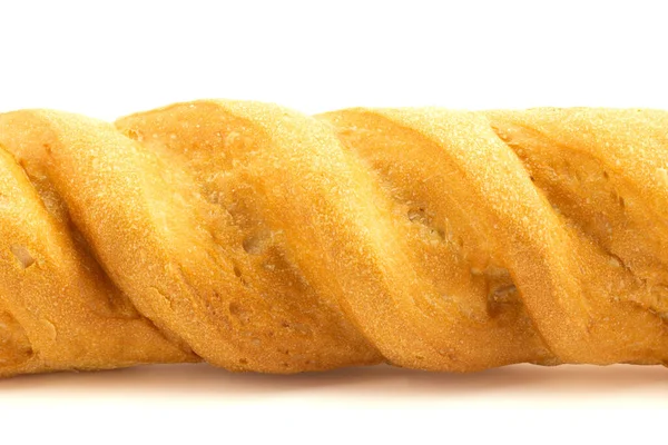 Frammento Francese Baguette Appena Sfornato Grano Isolato Sfondo Bianco Vista — Foto Stock