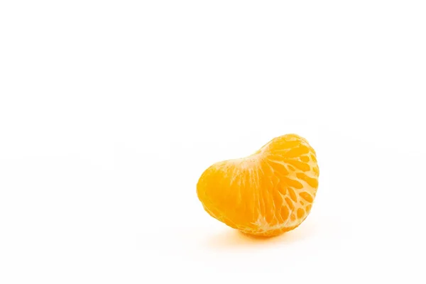 Alone Peeled Juicy Tangerine Slice Isolated White Background Copy Space — Stock Photo, Image