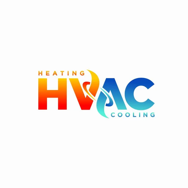 Hvac Lettering Logo Design Heating Cooling Logo — Stock Vector