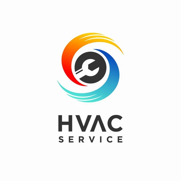 Logotipo Serviço Hvac Com Conceito Chave Inglesa — Vetor de Stock