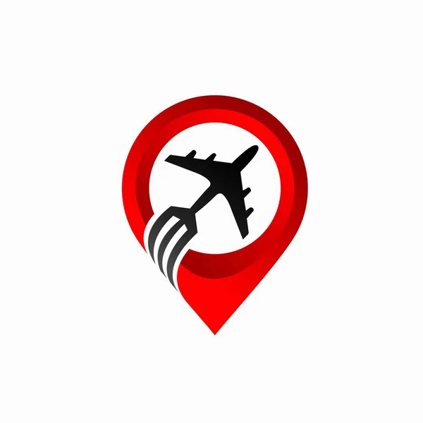 Логотип Точки Самолета Символом Местоположения — стоковый вектор