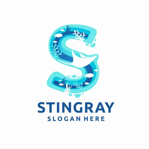 Logotipo Stingray Com Letra Conceito —  Vetores de Stock