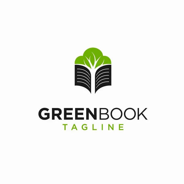 Πράσινο Λογότυπο Βιβλίο Δέντρο Και Βιβλίο Έννοια — Διανυσματικό Αρχείο