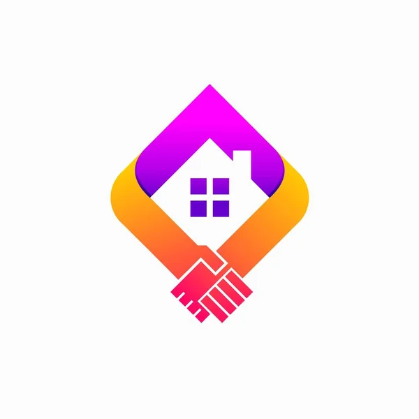 Home Logo Mit Handschlag Konzept — Stockvektor