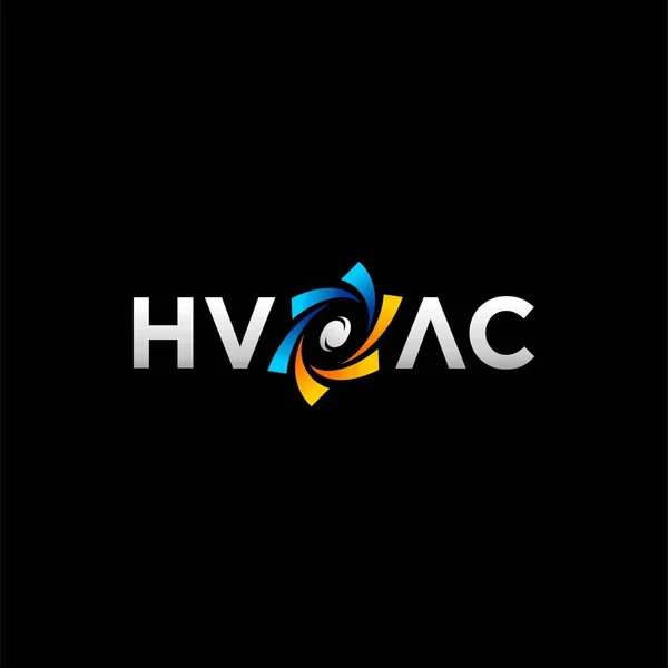 Diseño Del Logotipo Letras Hvac Con Concepto Ventilador — Archivo Imágenes Vectoriales