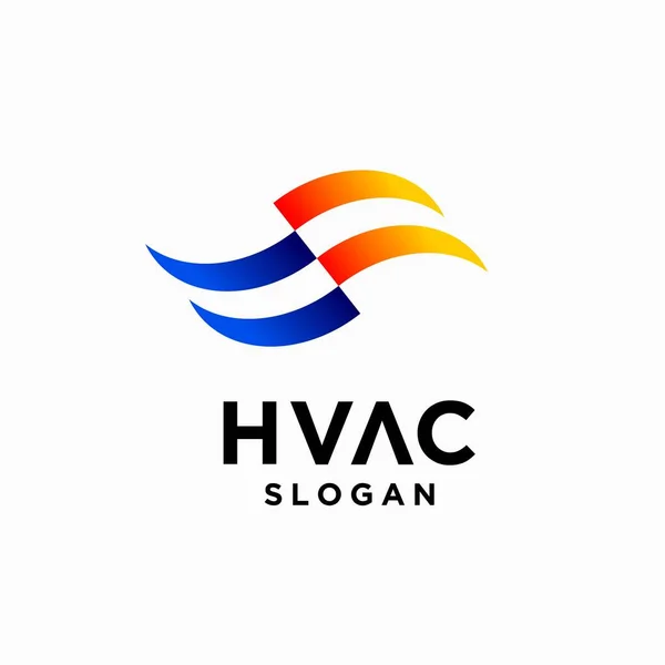 Rüzgar Konsepti Isıtma Soğutma Logosuna Sahip Hvac Logosu — Stok Vektör