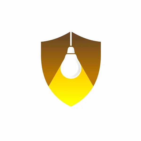 Logo Bouclier Avec Concept Lampe — Image vectorielle