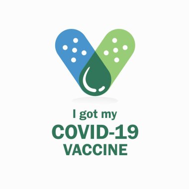 Covid-19 aşımı aldım, V harfi ve bandaj konsepti.