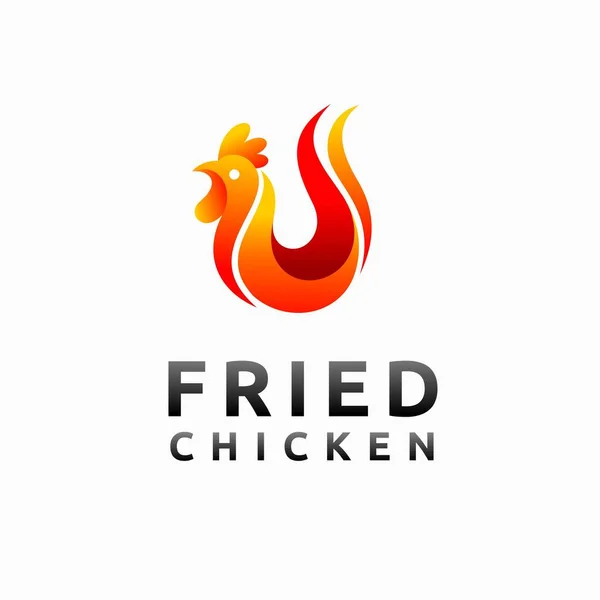 フライドチキンのロゴ 火のコンセプトの鶏 — ストックベクタ