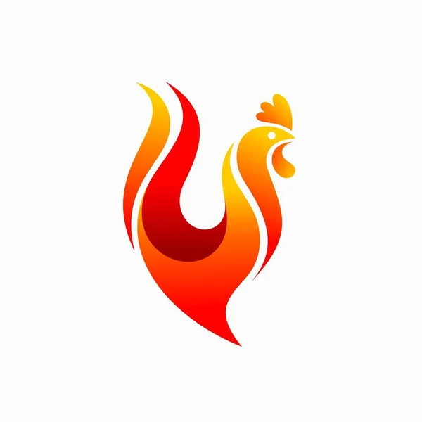 Ateş Konseptli Tavuk Logosu — Stok Vektör