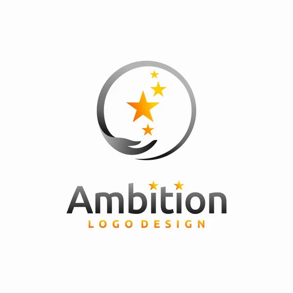 Ambition Logo Hand Stars Concept — Stock Vector