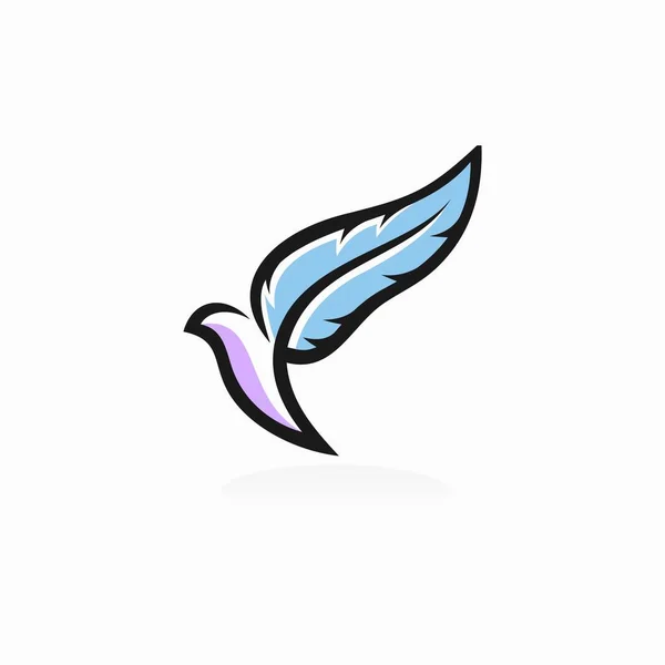 羽のコンセプトの鳥のロゴ — ストックベクタ