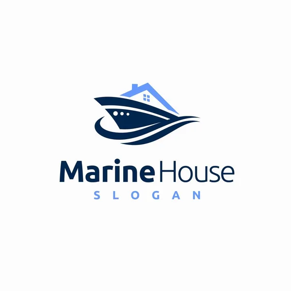 Logotipo Casa Marinha Com Conceito Navio — Vetor de Stock