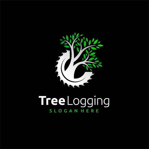 Logging Logotipo Árvore Logotipo Cortador Madeira —  Vetores de Stock