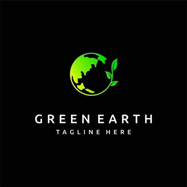 Grüne Erde Logo Mit Blattelement — Stockvektor