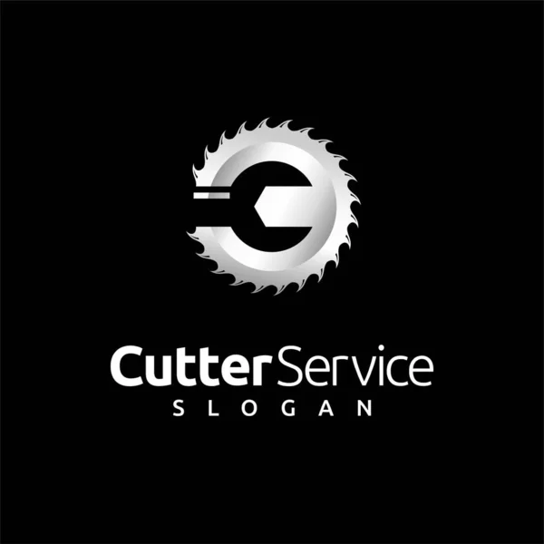 Logotipo Serviço Cortador Com Conceito Chave — Vetor de Stock