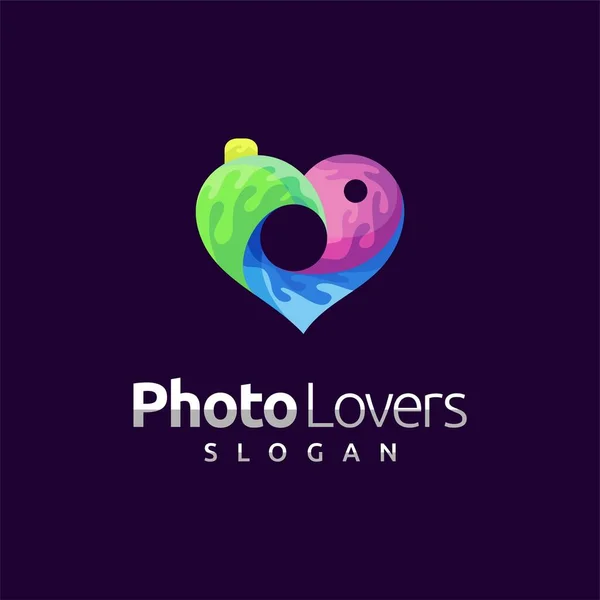 Photographer Logo Love Concept — Stock Vector