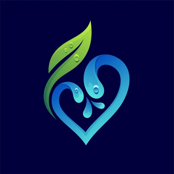 Logo Benih Dengan Air Dan Konsep Cinta - Stok Vektor