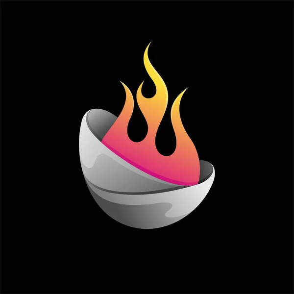 ボウルコンセプトで火のロゴ — ストックベクタ