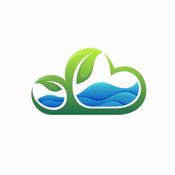 Логотип Річки Листям Концепцією Хмари — стоковий вектор