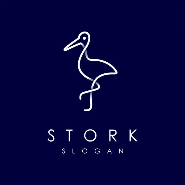 Logo Cicogna Con Concept Line Art — Vettoriale Stock