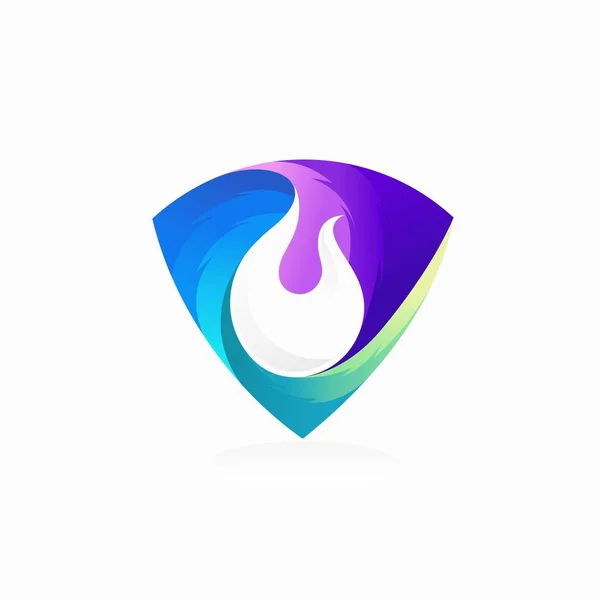 Logo Perisai Api Dengan Warna Gradien Konsep - Stok Vektor