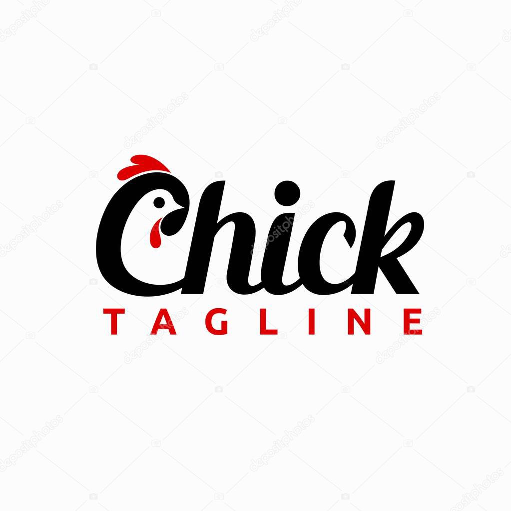Chick logo with lettering concept