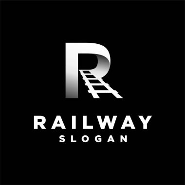 R harfi konseptiyle demiryolu logosu.