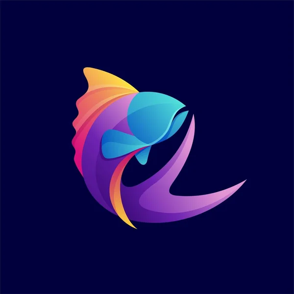 Logo Ikan Dengan Warna Gradien Konsep - Stok Vektor