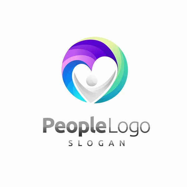 Logo Personas Con Concepto Amor — Vector de stock