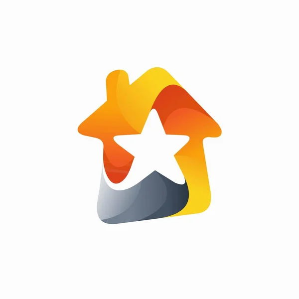 Logotipo Casa Estrella Con Concepto Color Degradado — Vector de stock