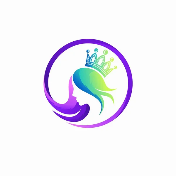 Logotipo Reina Con Concepto Color Degradado — Vector de stock